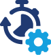 Gear icon representing automation and error reduction in time tracking.