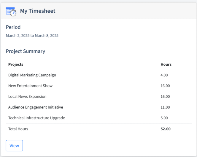 Broadcasting Timesheet Dashboard