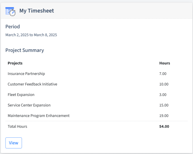 Car Rental Timesheet Dashboard