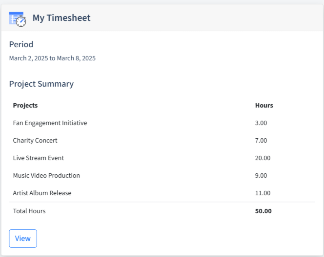 Music Industry Timesheet Dashboard