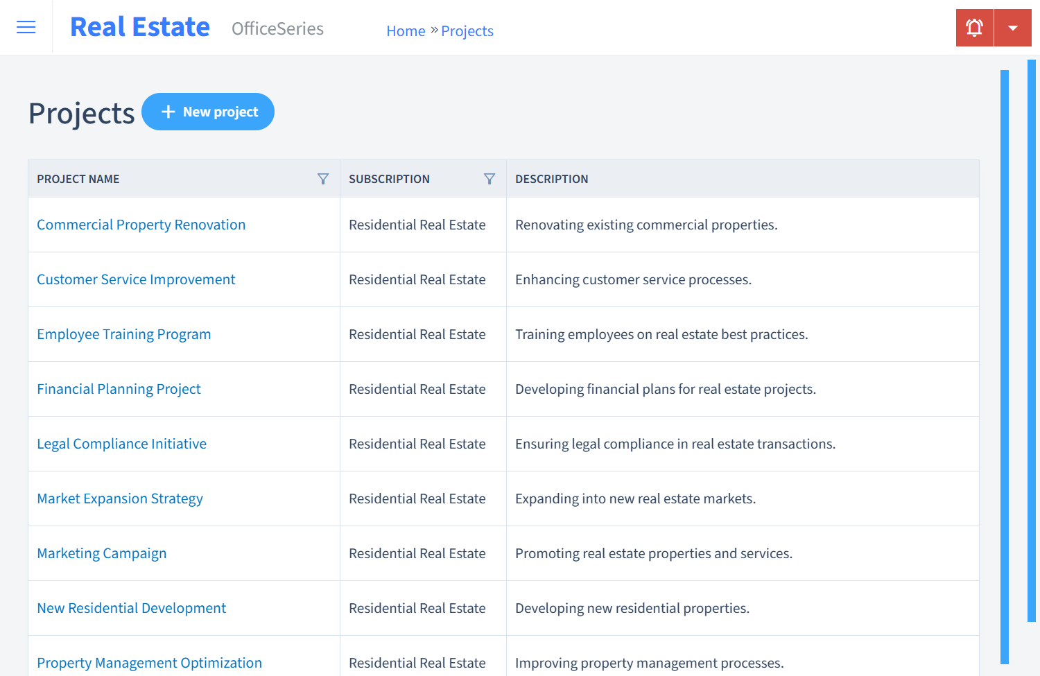 Real Estate Timesheet Projects