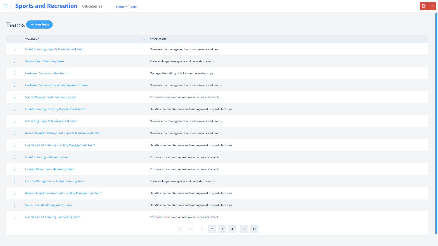 Sports And Recreation Timesheet Teams